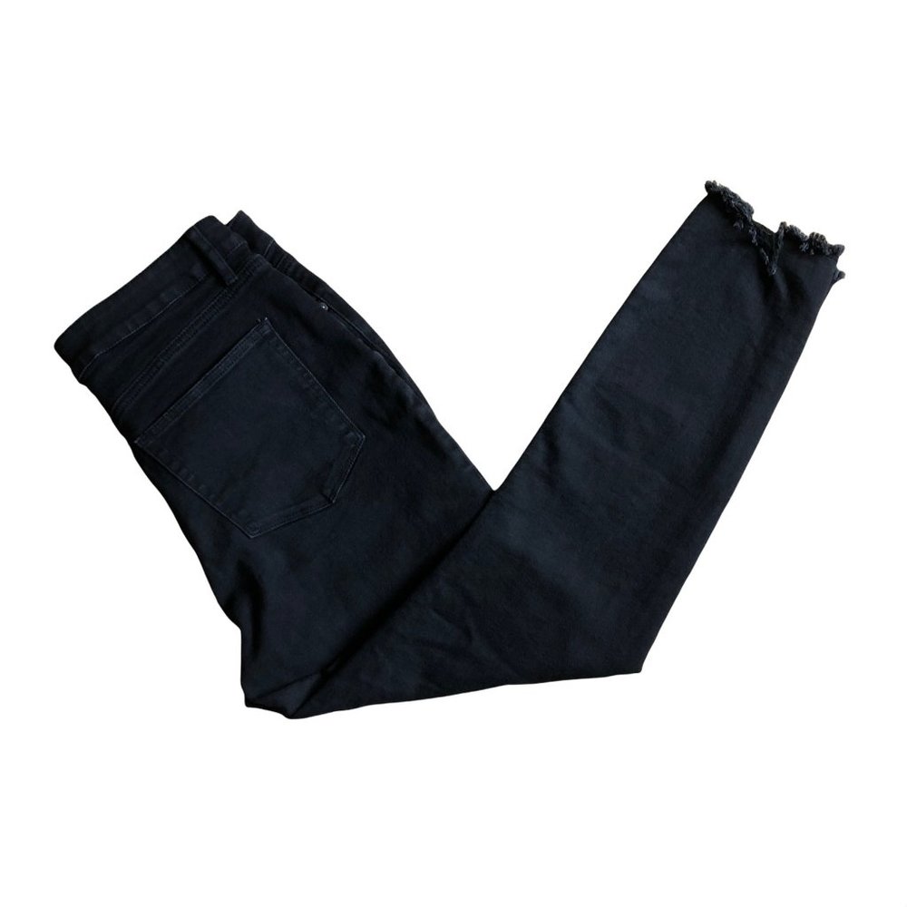Loft Outlet Black Jeans High Rise Curvy Skinny Ankle Button Fly Jeans 12 Chewed
